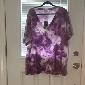 Purple Tie-Dye V-Neck T-Shirt